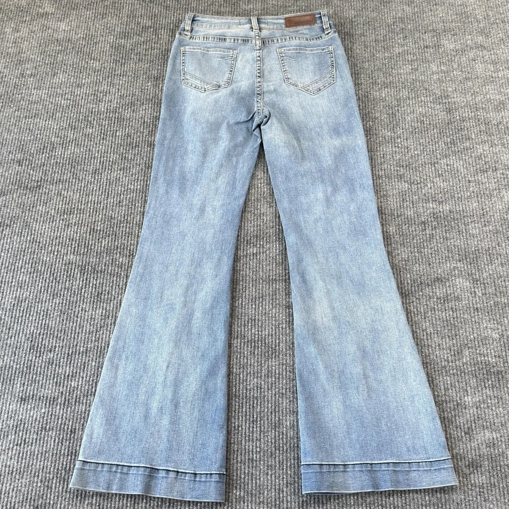Rock & Roll Trouser Flare Jeans Womens 27x34 Light Wash High Rise Front Slit Leg - Picture 7 of 16